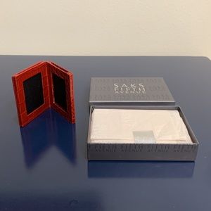 Leather Mini Double Frame (Red Croc)